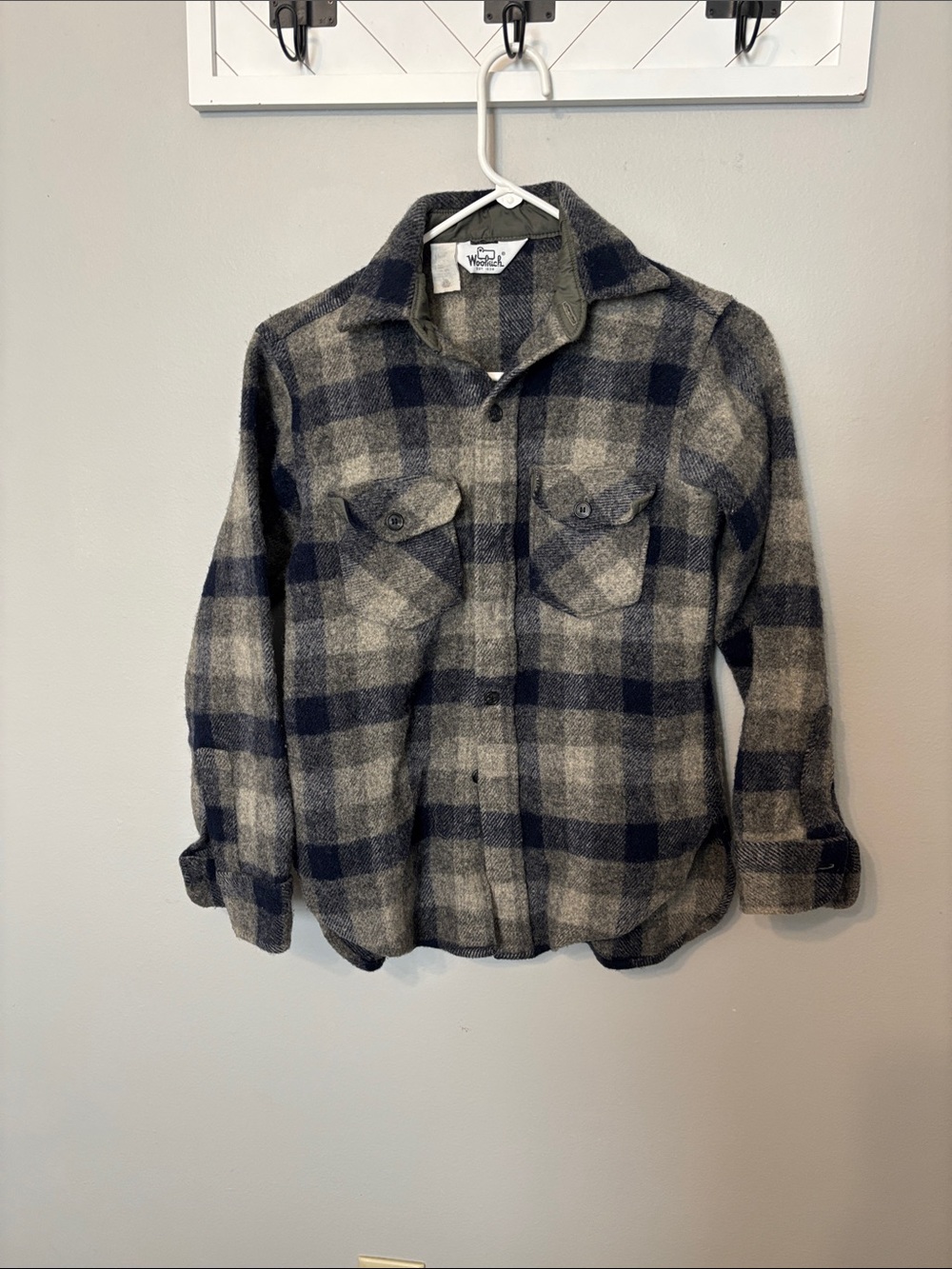 Woolrich Kids Blue and Gray Plaid Flannel Shirt Jacket